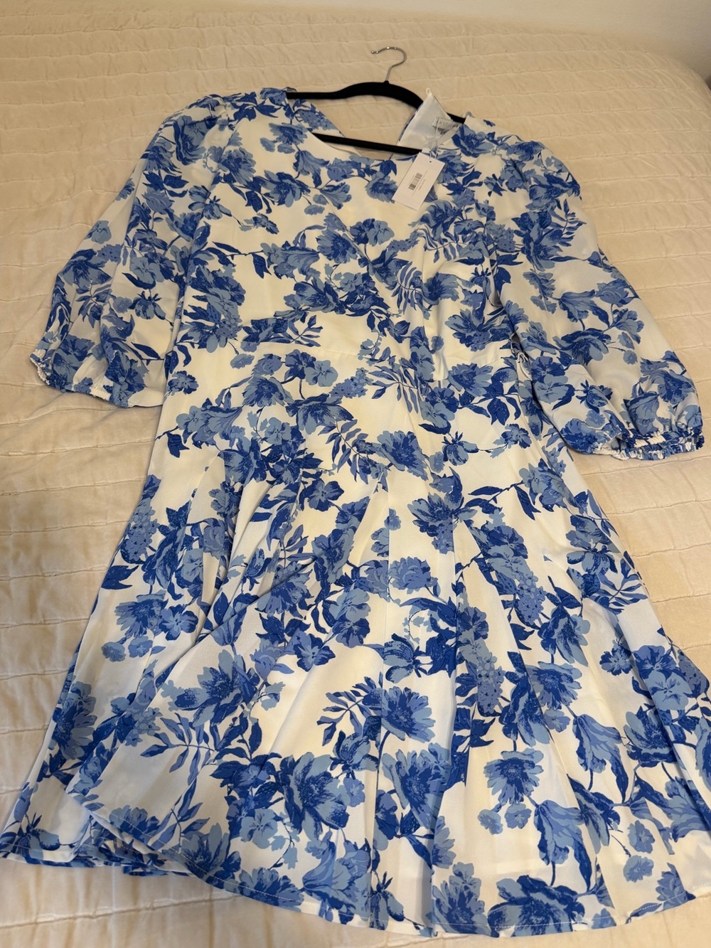Baltic Born White Mini Dress with Blue Floral Print with removable belt